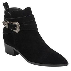 Marc Fisher Yandi Western Bootie, Black Suede, Size 9